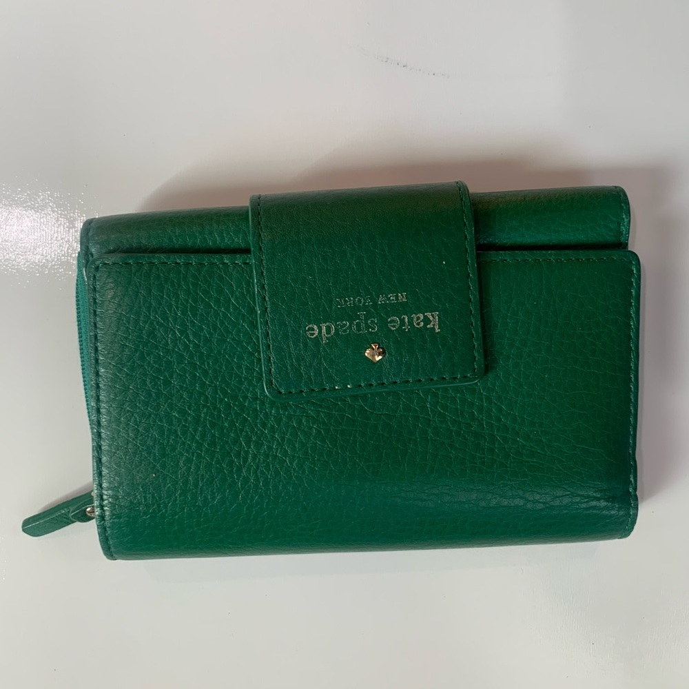 Kate Spade Emerald Green tie fold multi department Wallet